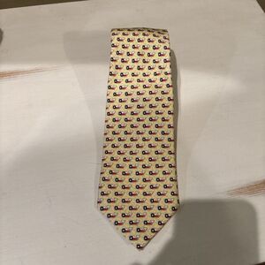 Vineyard Vines Men's Silk Tie Yellow Texas Flag Whale Logo Made In USA Preppy